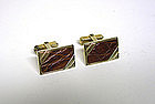 Vintage Gold Tone And Croc Toggle Back 
cuff Links