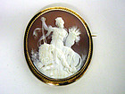 Victorian Shell Cameo Brooch With Gold 
frame