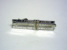 Silver Slide Rule Tie Clip With Magnifying 
cursor