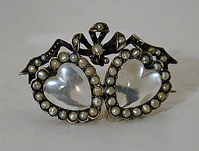 A Moonstone And Pearl Mourning Brooch
