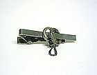 Vintage Nickel Tie Clip With Hanging Chain 
handcuffs