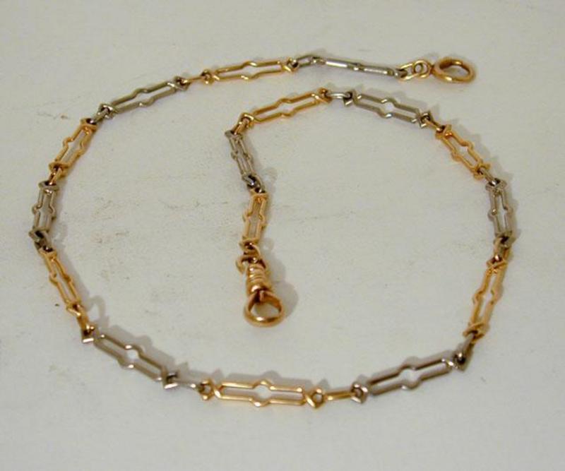 14K Gold And Platinum Watch Chain