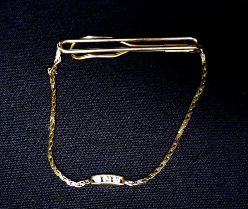Vintage 14k Gold And Diamond Tie Clasp
