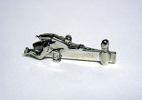 Vintage Silver Tone "bowling" Tie Clip