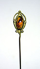 Victorian Gold Tone Amber Stick Pin