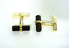 Tiffany & Co. 14k Gold And Onyx Barrel 
Cufflinks