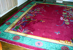 Vintage Chinese Art Deco Nichols Style Rug