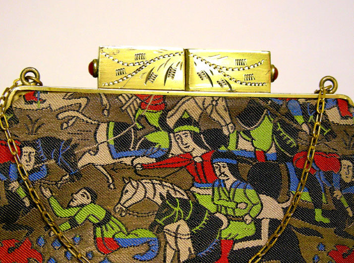 Art Deco Silk And Gem Set Evening Bag