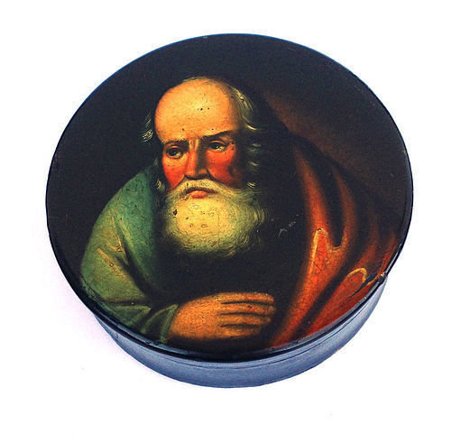 German lacquered papier maché snuff box, early 19th c