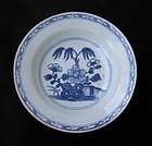 Blue and white dish or bowl, Kangxi or early Qianlong