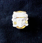 Vintage Maya motif ceramic pin, Swedish, signed