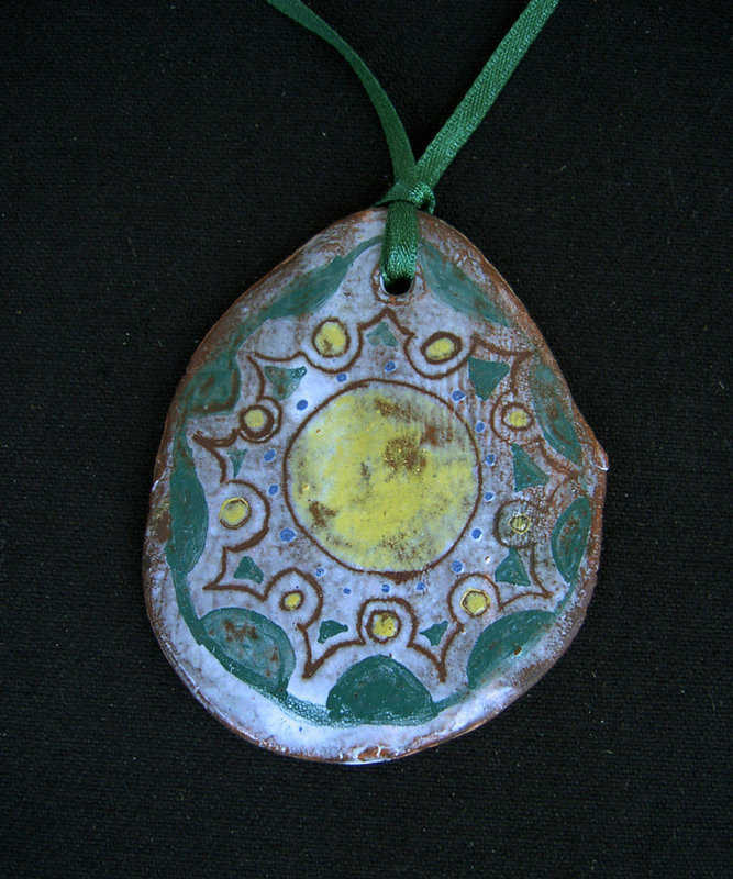 Vintage ceramic pendant, signed Vallauris, 1950’s