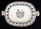 Transfer printed, pierced  and crested Park Scenery platter,1860's