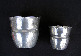 Two Danish Déco pewter vases, c 1930