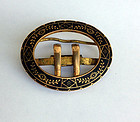 French enamel & brass clasp, Empire style revival, 1880's