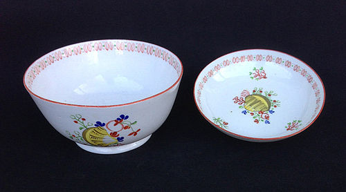 Yellow Shell waste bowl and saucer bowl, Machin, Staffordshire, c 1820