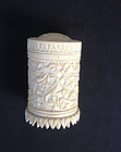 Cylindrical ivory box, China c 1900