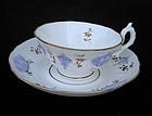 Four English sprigged teacups and saucers, c 1830, possibly New Hall