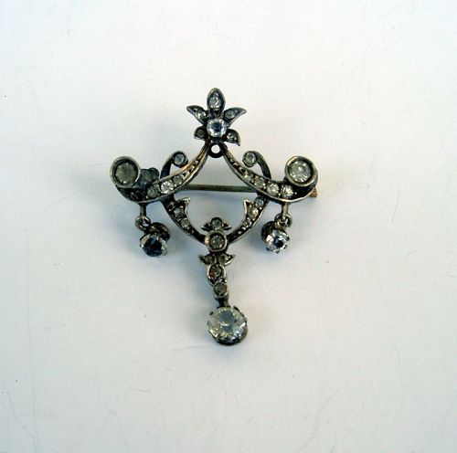 French silver and paste brooch, 19th century