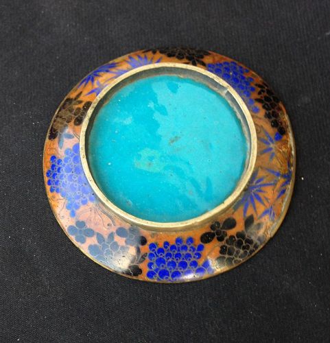 Japanese cloisonné enamel small dish, Meiji