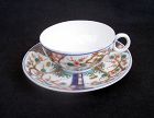 Japanese Imari cup and saucer by Aoki, Arita, c 1920