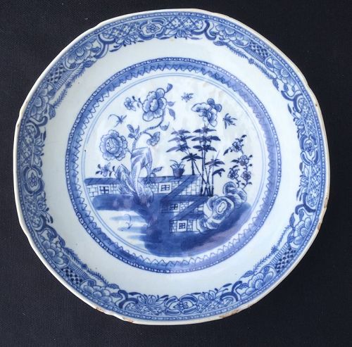 Blue and white dish or bowl, Qianlong, c 1750-60