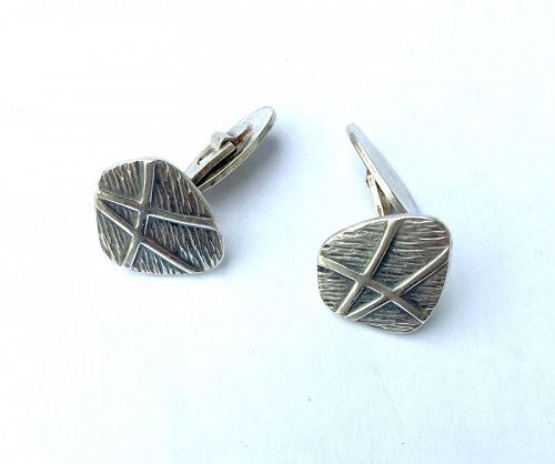 ”Atomic” silver cufflinks, modernist 60’s design