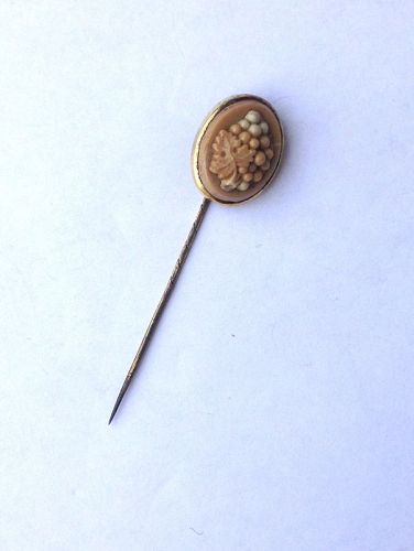 Grapevine lava stick pin, Victorian