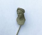 Dante head stick pin, lava carving, Victorian