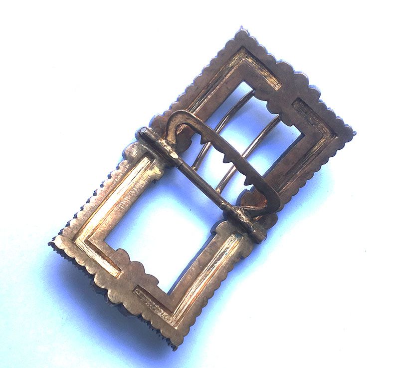 French 18th century shoe buckle, silver gilt /vermeil and paste
