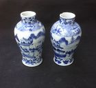 Pair of blue and white vases, Kangxi revival
