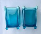 Davidson’s blue Pearline pressed glass vases, 1890’s, a pair