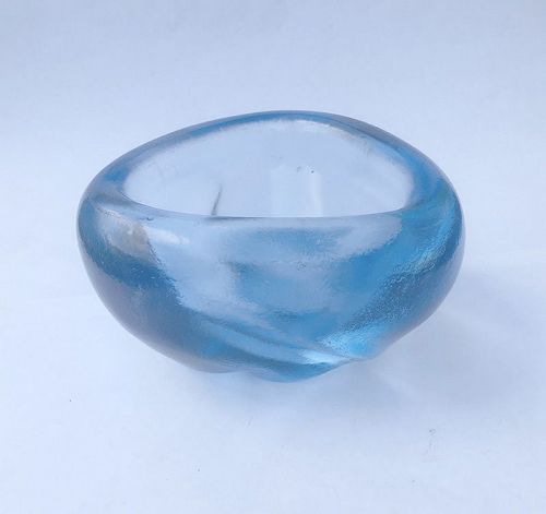 Barbini Murano 1950’s iridescent Aqua Marine blue bowl