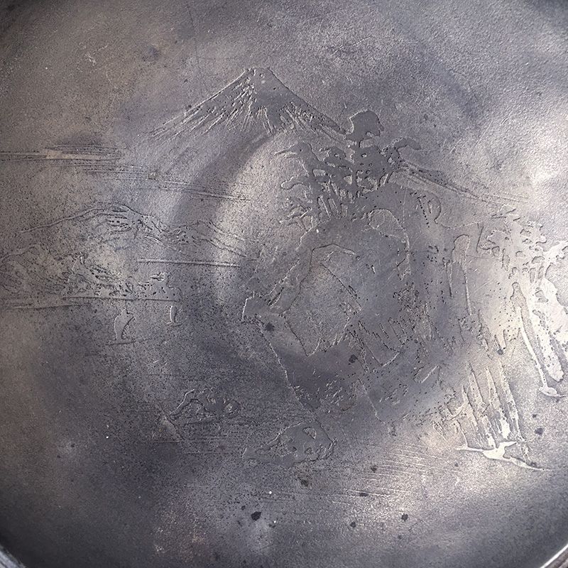 Meiji and Fuji etched pewter bowl