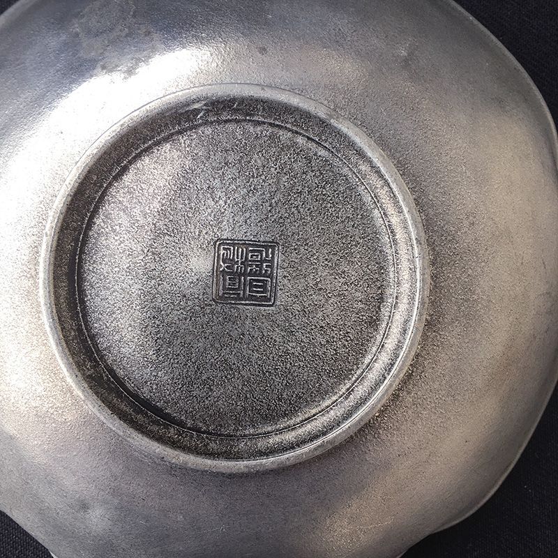 Meiji and Fuji etched pewter bowl