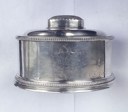 Massive silver tea caddy / lidded box, Georgian style, antique
