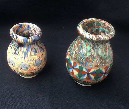 Baluster shaped mosaic pottery vases by Gerbino, Vallauris