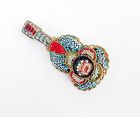 Micro mosaic guitar brooch