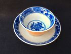 Café-au-lait glazed blue and white cup and saucer, Yongzheng