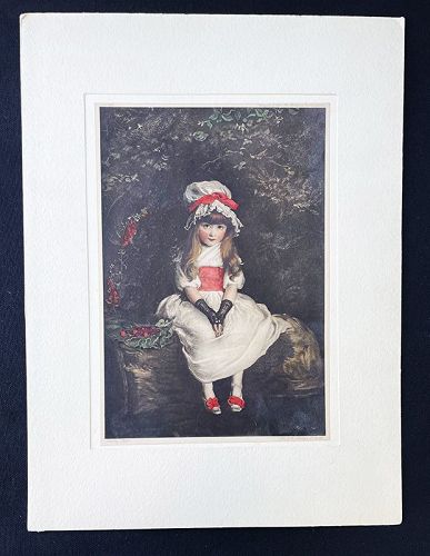 Cherry Ripe, hand coloured chromolithograph by Millais, c 1910