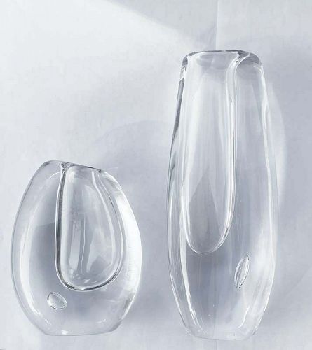 Vicke Lindstrand for Kosta glassworks, Sweden: two modernist vases