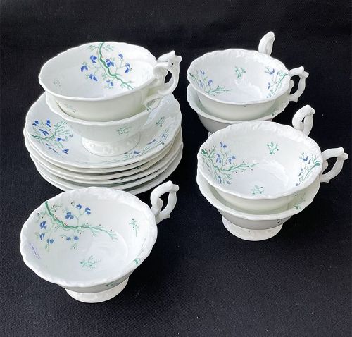 Six teacups and saucers, c 1825, poss. by H & R Daniel, Staffordshire