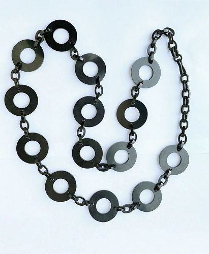Geometrical 1920’s celluloid flapper necklace, a sautoir