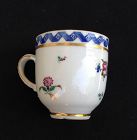 Chinese Export porcelain coffee cup with a blue ribbon