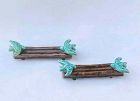 French 50s Vallauris Majolica knife rests with doves