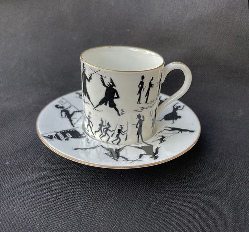 Silhouette cup and saucer by Bodley & Co, Staffordshire c 1870