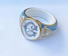 Old Paris Porcelain napkin ring, for “G”