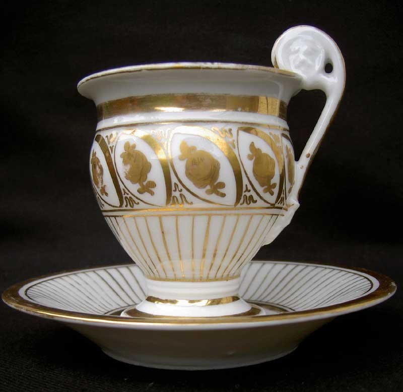 French cabinet cup and saucer with gilt decoration