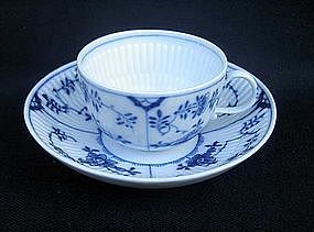 Meissen 19th c. blue and white fluted cup and saucer
