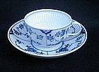 Meissen 19th c. blue and white fluted cup and saucer